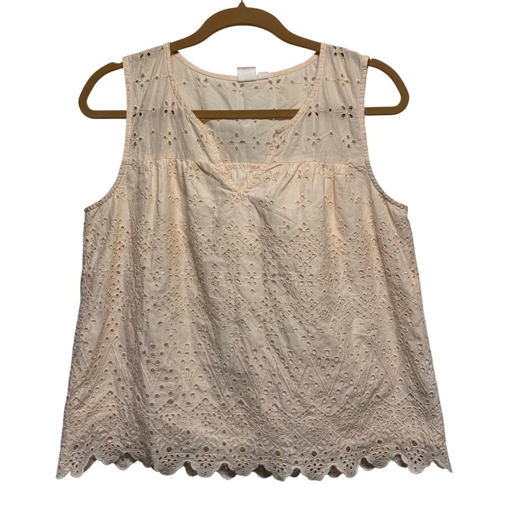 GAP Eyelet Tank Top Size M Coquette Cottagecore Shabby Chic Pastel Romantic Cute